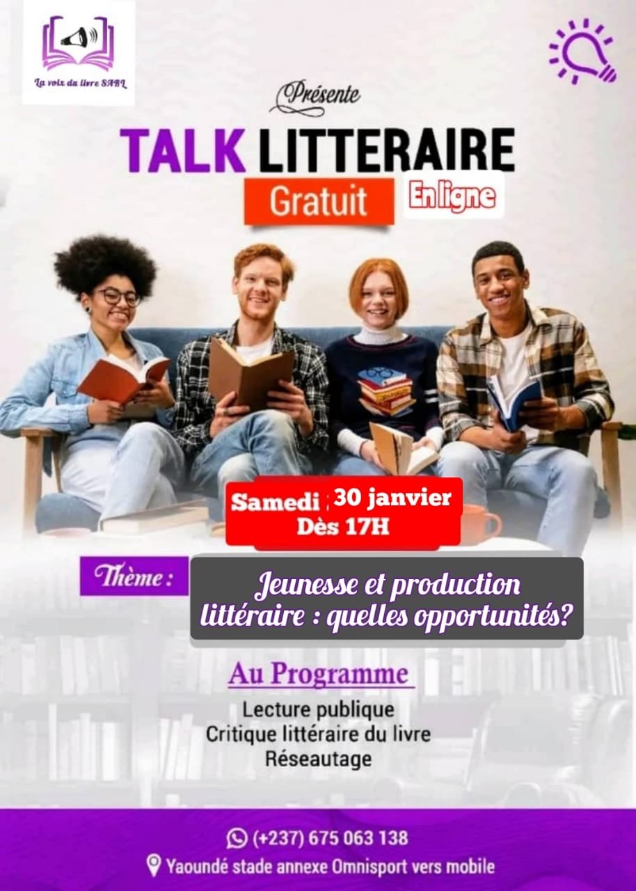 jeunesse créative · jeunes auteurs en devenir · écriture jeunesse Afrique · production littéraire africaine · éveil à l’écriture · maison d’édition Cameroun · littérature jeunesse · Talk littéraire La Voix du Livre jeunesse créative jeunes auteurs en devenir écriture jeunesse Afrique production littéraire jeunesse littérature africaine contemporaine éveil à l’écriture écriture créative enfants et adolescents Talk littéraire Afrique édition africaine maison d’édition Cameroun accompagnement des jeunes auteurs transmission culturelle par le livre parents et éducation littéraire littérature jeunesse africaine talents littéraires africains écriture et éducation création littéraire en Afrique promotion de la lecture jeunesse La Voix du Livre avenir de la littérature africaine